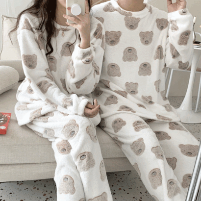 [재입고/주문폭주] 코알라 곰 수면 극세사 잠옷 상하세트 로브가운 커플잠옷 3type